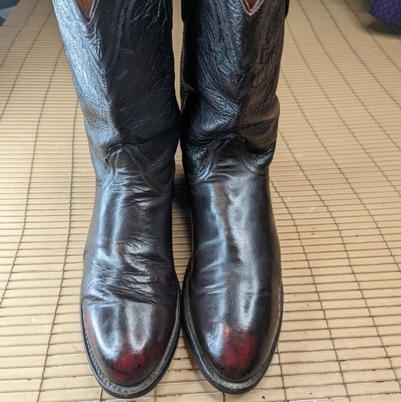 Lucchese 2000 Classic Black Cherry/Burgundy Leather Cowboy Boots men\'s s… main image 5